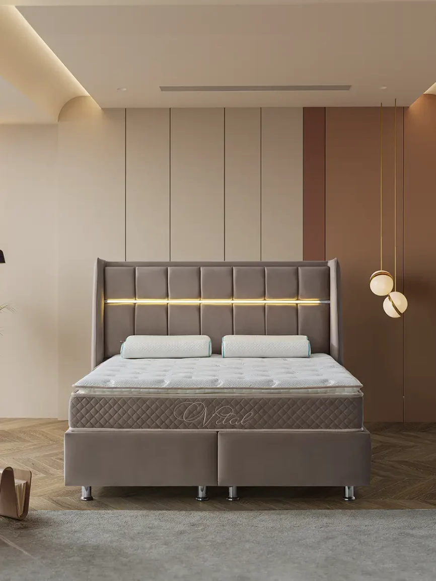 Boxspringbett Dortmund Vital mit LED und Stauraum