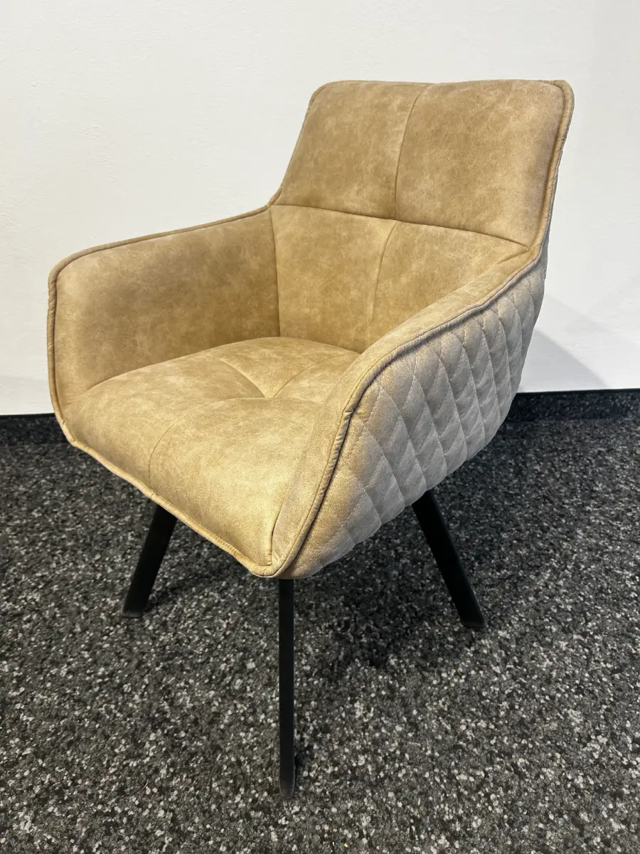 Drehstuhl Esszimmerstuhl Luna Schwarz – Moderner Polsterstuhl mit Armlehne – Bild 2